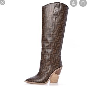 FENDI FF tall cowboy boots !! Authenticated by Poshmark. Too small. OBO 😞😥🙁😔